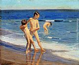 Benito Rebolledo Correa Boys At The Beach painting